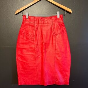 Vintage CHIA Red Leather Skirt